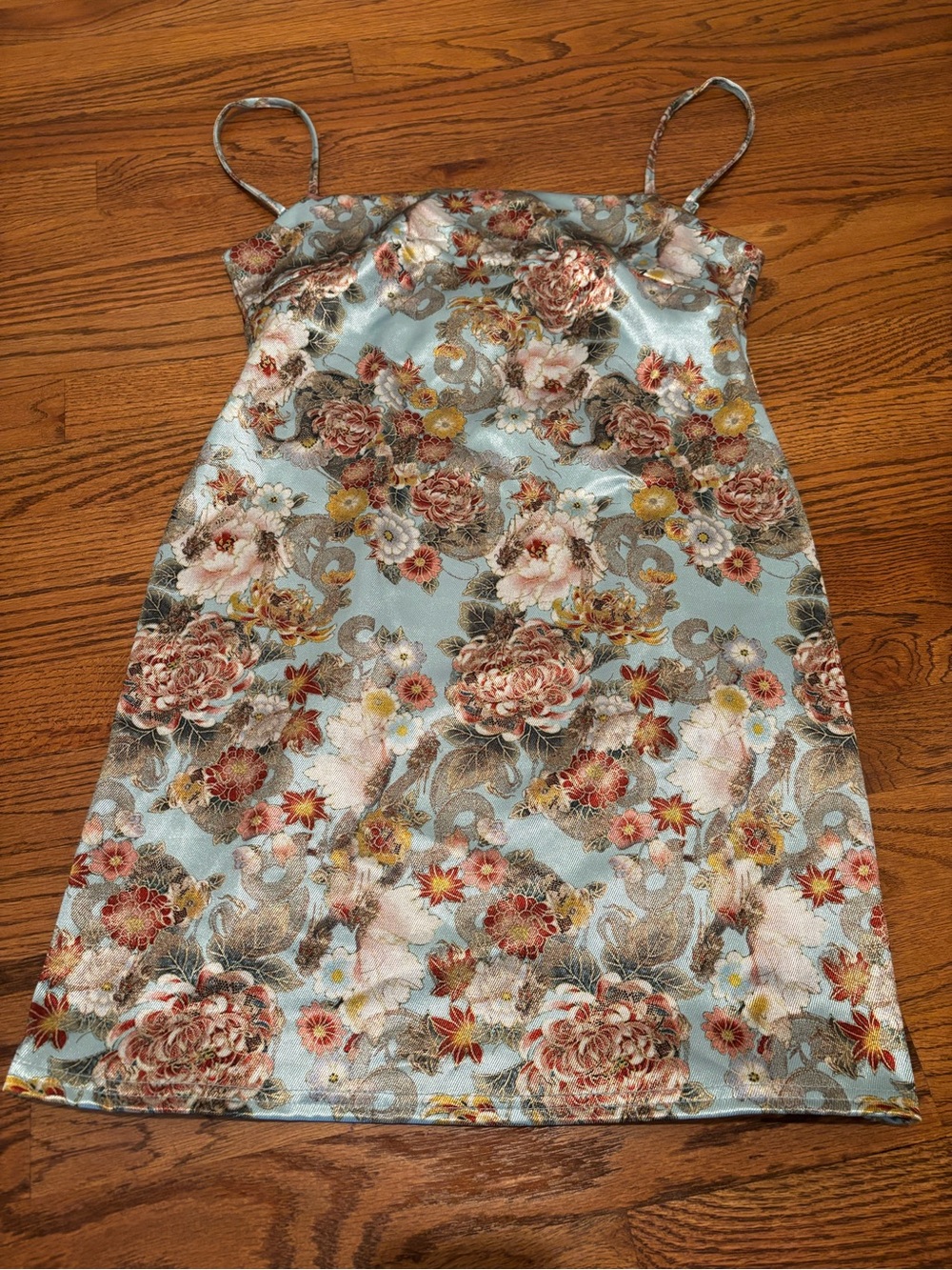 Urban Outfitters Light Blue Floral Mini Slip Dress